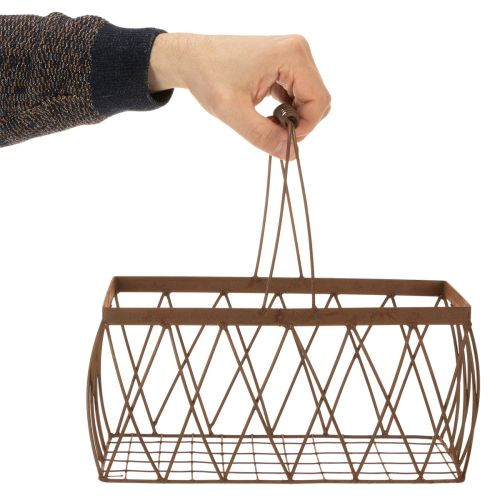 kohteita Metallikori, metallia, ruosteenvärinen, 28x13,5x14cm, 2 kpl