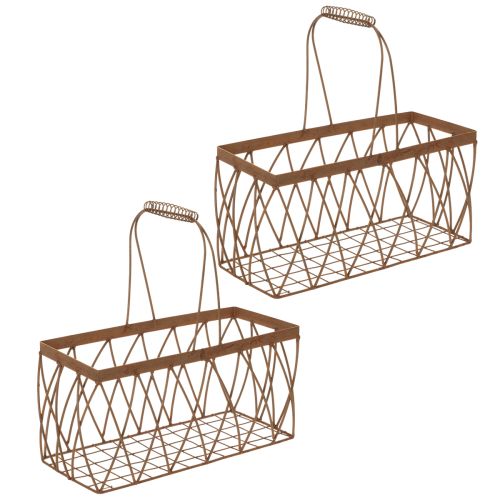 kohteita Metallikori, metallia, ruosteenvärinen, 28x13,5x14cm, 2 kpl