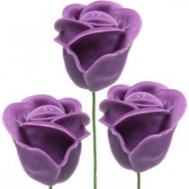 kohteita Keinotekoiset ruusut violetti vaha ruusut deco ruusut vaha Ø6cm 18p
