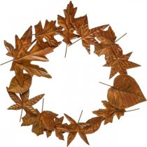 kohteita Leaf Wreath Rust, Metal Decoration, Seppele Lepo, Syksyn Koriste, Muistomerkki Kukka Ø29cm