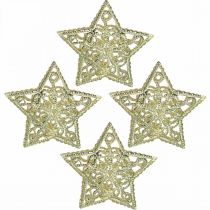 kohteita Scatter koriste tähdet, valoketjun kiinnitys, joulu, metallikoristeet kultainen Ø6cm 20 kpl