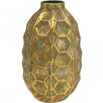 kohteita Vintage-maljakko kultainen kukkamaljakko hunajakennonäköinen Ø23cm K39cm