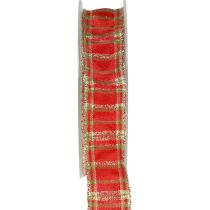 kohteita Koristenauha Skotlantilainen lahjanauha punainen vihreä kulta 25mm 20m