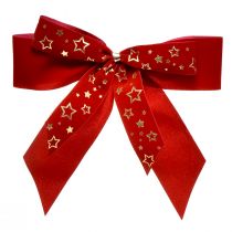 kohteita Koristerusetti 4cm leveä Punainen joulujousi kultaisilla tähdillä Käsintehty rusetti 16×15cm 10kpl