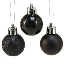 kohteita Mini Tree Balls Musta Särkymätön Muovi Ø3cm 14kpl