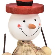 kohteita Lumiukko puusta koristeellinen figuuri hattu punainen luonnollinen H20,5cm