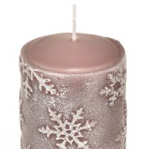 kohteita Pilarikynttilät vaaleanpunaiset kynttilät lumihiutaleet 100/65mm 4kpl