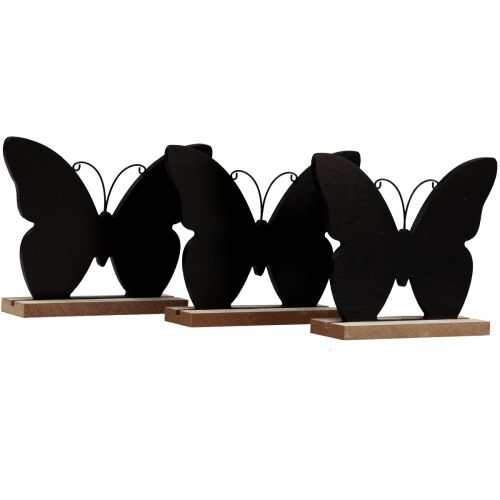 Floristik24 Pöytäkoristelu puinen koristelu perhonen musta luonnollinen 12cm 6kpl