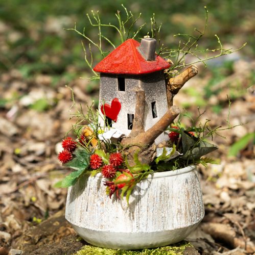 Rakastavat keraamiset talolyhdyt 2 kpl sarjassa - sydändesign, punainen &amp; luonnollinen, 17,5 cm - romanttinen kodin sisustus