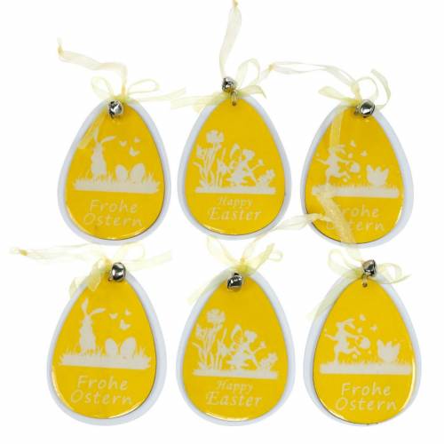  Koristeellinen roikkuu pääsiäismunat valkoinen, keltainen  puu pääsiäinen koristelu kevät 6kpl - osta halvalla netistä