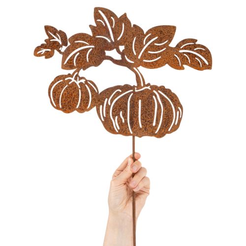 kohteita Puutarhakeppi kurpitsa-aiheella, metallikoristeet, ruosteenvärinen, 100 cm