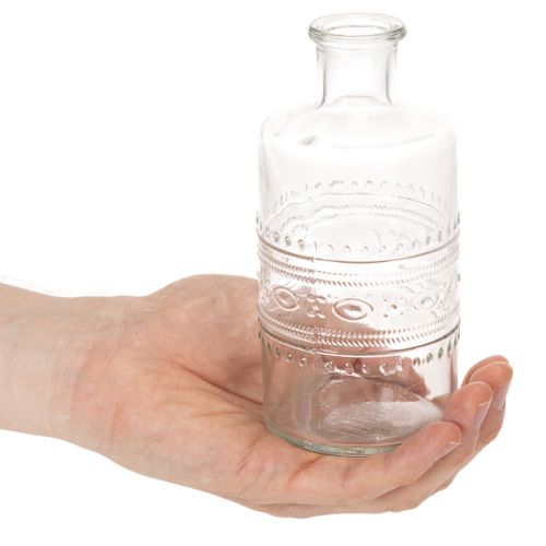 kohteita Lasipullo kuvioinnilla, lieriömäinen, kirkas, koristeellinen maljakko, 15 cm, 6 kpl