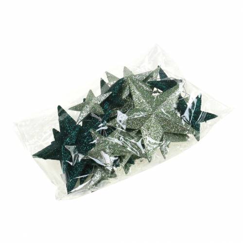 kohteita Glitter star setti koristeelliset ripustimet ja scatter koristeet smaragdi, vaaleanvihreä 9cm/5cm 18 kpl