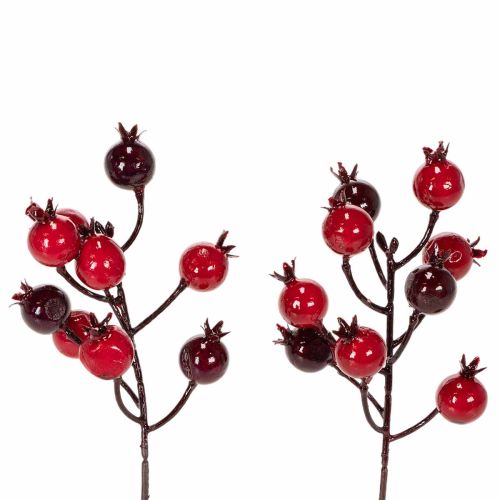 kohteita Keinotekoinen granaattiomenanoksa haaroittuvilla varsilla maljakon koristeeksi, 19 cm, 4 kpl