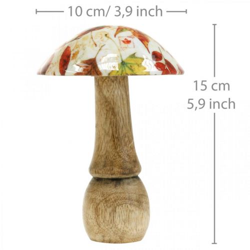 kohteita Puinen sienikoristelu syksyn lehdet valkoinen, värikäs sienipöytäkoristeet Ø10cm H15cm