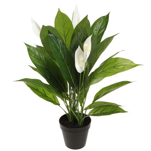 Keinotekoinen ruukkukasvi Single Leaf Peace Lily Green White 55cm