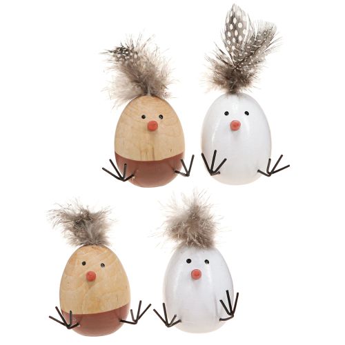 Easter Chick Chick Easter Egg Feathers Valkoinen Natural H9cm 4 kpl