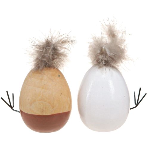 kohteita Easter Chick Chick Easter Egg Feathers Valkoinen Natural H9cm 4 kpl