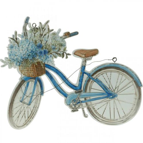 Koristekyltti puu polkupyörä kesä koriste merkki ripustaa sininen, valkoinen 31×25cm