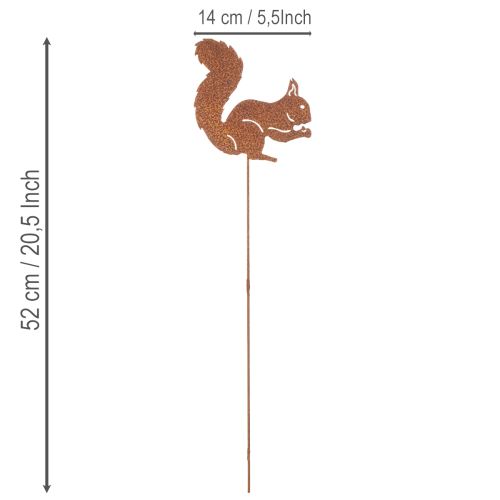 kohteita Puutarhakeppi orava ruoste koristekeppi kukkapenkkiin ja kukkaruukkuun 52cm 2kpl