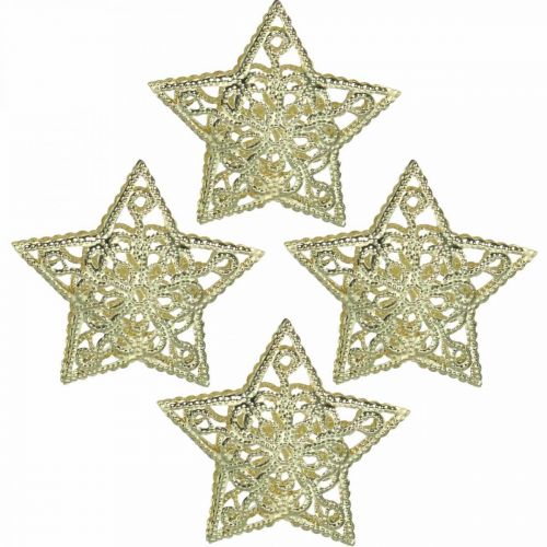 Scatter koriste tähdet, valoketjun kiinnitys, joulu, metallikoristeet kultainen Ø6cm 20 kpl
