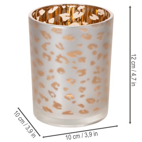kohteita Lasinen tuikkukuppi leopardikuviolla, 12 cm