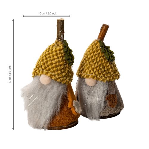 kohteita Tonttuhahmosetti neulotulla hatulla ja tammenterholla, 10 cm, 6 osaa