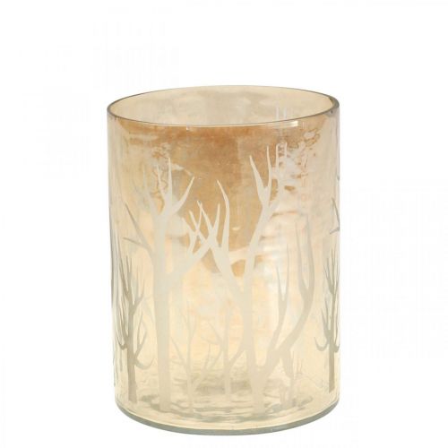 kohteita Lantern Glass Deco Trees Ruskea Tealight lasi Ø9,5cm K13,5cm