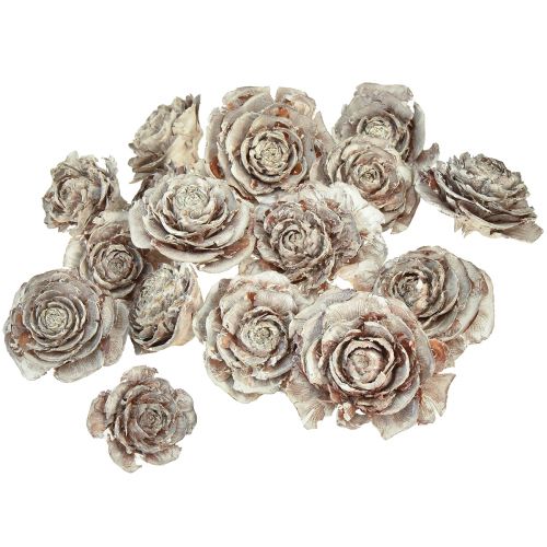 kohteita Setrikäpyjä leikattu kuin ruusu setri ruusu 4-6cm valkoinen/luonnollinen 50 kpl