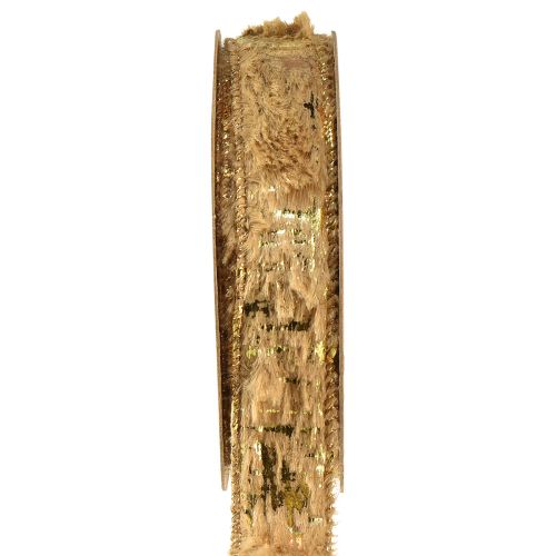 Koristenauha turkis korunauha tekoturkis ruskea kulta 25mm 15m