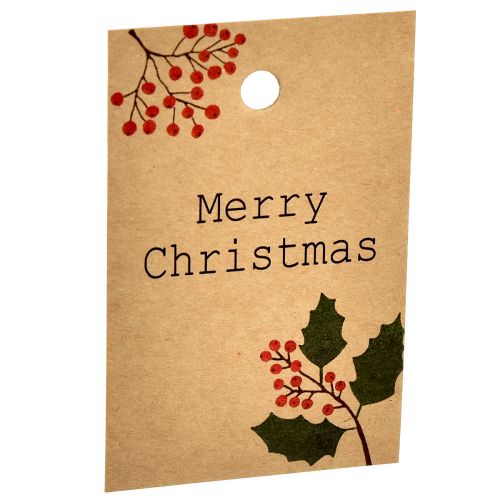 kohteita Lahjalaput Merry Christmas paperi luonnonruskea 8,5×5,5cm 20 kpl