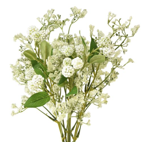 Floristik24 Keinotekoinen kukkakimppu silkkikukkia marjanoksa valkoinen 48cm