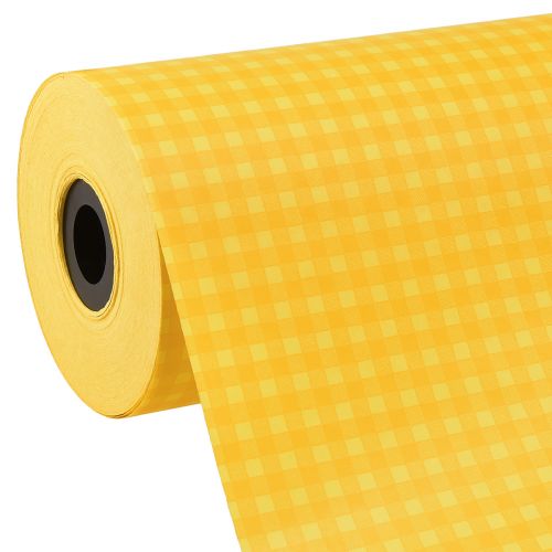 Mansettipaperi pehmopaperi kukkapaperi keltainen shekki 25cm 100m