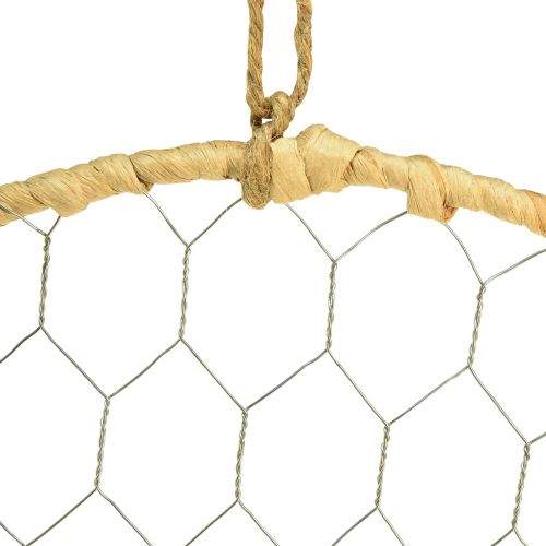 kohteita Metallinen koristerengas ripustamiseen Raffia Silver Natural Ø28cm 4 kpl