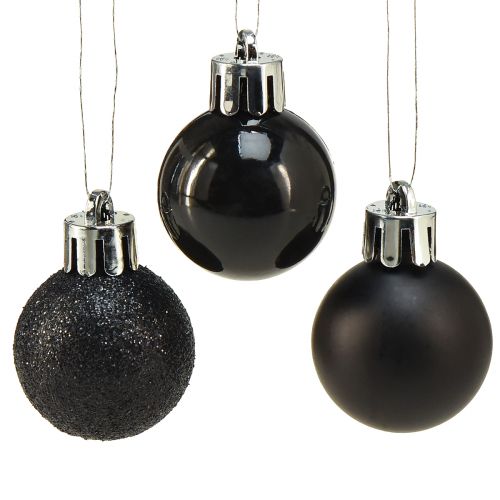 Mini Tree Balls Musta Särkymätön Muovi Ø3cm 14kpl