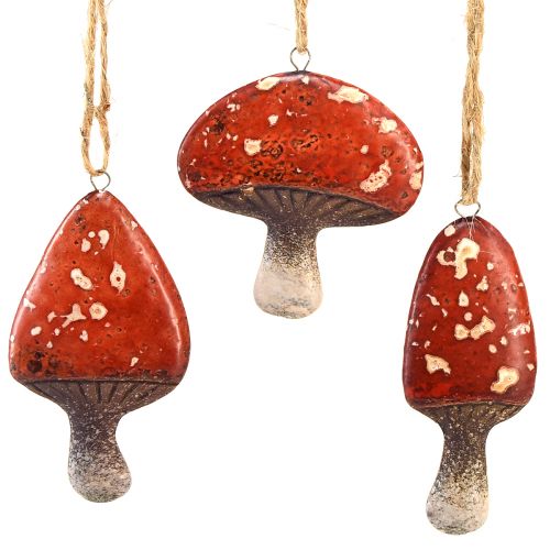 Viehättävät punaiset sienikorut juuttilangalla - 3 cm, 6 kpl - Täydellisiä syys- ja joulukoristeita