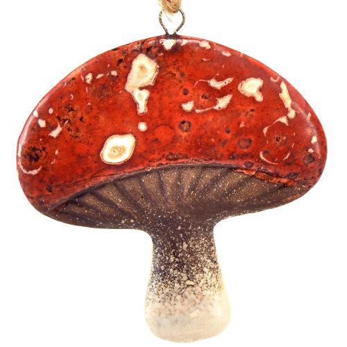 kohteita Viehättävät punaiset sienikorut juuttilangalla - 3 cm, 6 kpl - Täydellisiä syys- ja joulukoristeita