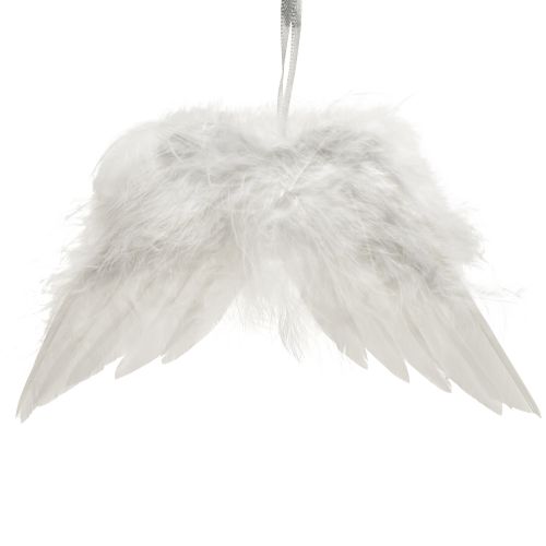 Romanttiset enkelin siivet valkoisista höyhenistä – joulukoristeita ripustettavaksi 20×12cm 6 kpl