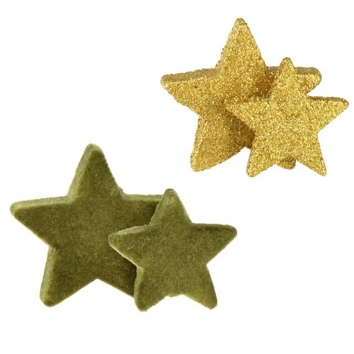 Scatter koriste tähtiä vihreitä ja kultaisia glitterillä pöytäkoriste Joulu 4/5cm 40 kpl