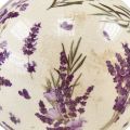 Floristik24 Keraaminen pallo laventelikuvioisella keraaminen koristelu violetti kerma 12cm