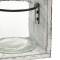 Floristik24 Maalaismainen lasiastiasetti harmaavalkoisessa puutelineessä - 27,5x9x11 cm - Monipuolinen säilytys- ja koristeratkaisu