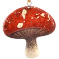 Floristik24 Viehättävät punaiset sienikorut juuttilangalla - 3 cm, 6 kpl - Täydellisiä syys- ja joulukoristeita