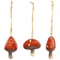 Floristik24 Viehättävät punaiset sienikorut juuttilangalla - 3 cm, 6 kpl - Täydellisiä syys- ja joulukoristeita